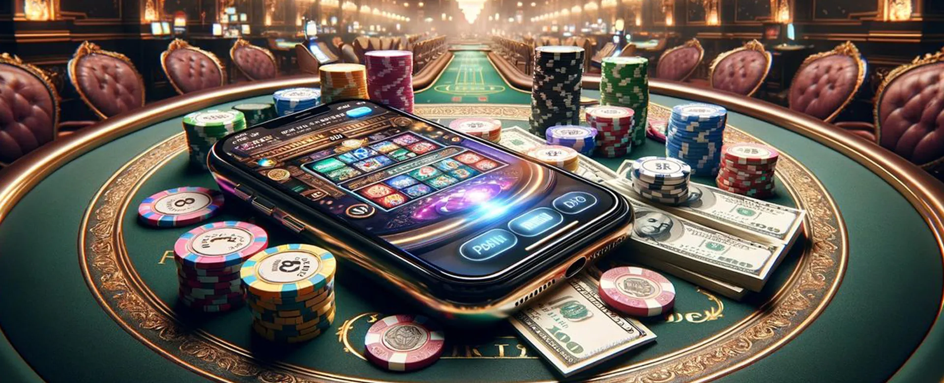 Dynamic background of a vibrant online casino with jl letjen sutoyo branding